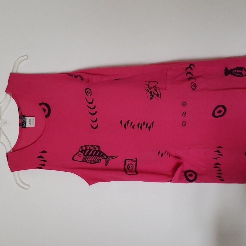 IG sport vintage midi double slit rockfish print, hot pink, women's size medium - Picture 2 of 10